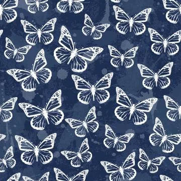Vector seamless pattern with butterflies Stock Illustration