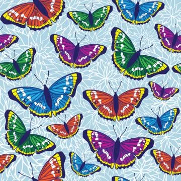 Vector seamless pattern with butterflies Stock Illustration