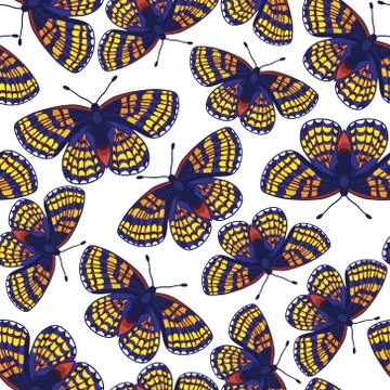 Vector seamless pattern with butterflies Stock Illustration