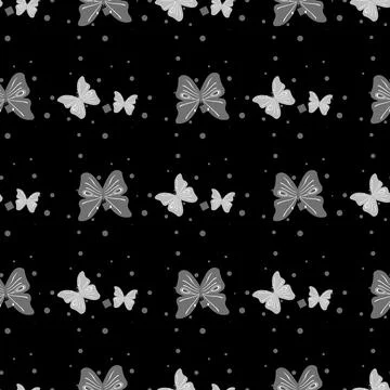 Vector seamless pattern with butterflies. Stylish graphic texture. Monochro.. Stock Illustration
