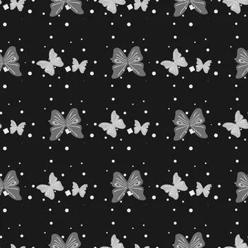 Vector seamless pattern with butterflies. Stylish graphic texture. Monochro.. Stock Illustration