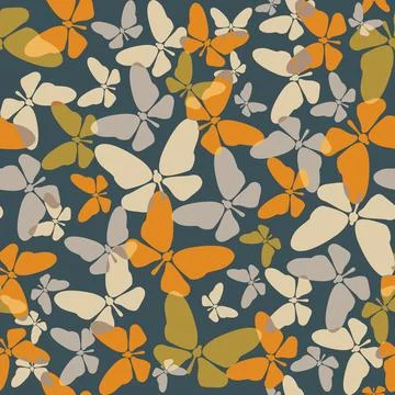 Vector seamless pattern of butterfly in retro style. Vintage butterflies pa.. Иллюстрация