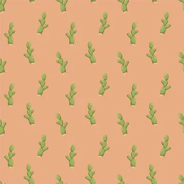 Vector seamless pattern with cacti. Natural summer print. Flat illustration. 스톡 일러스트
