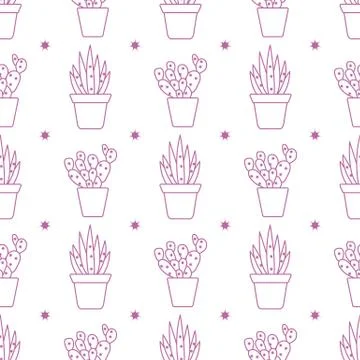 Vector seamless pattern with cactus and succulents イラスト素材