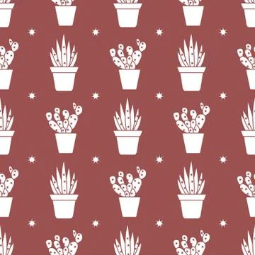 Vector seamless pattern with cactus and succulents イラスト素材