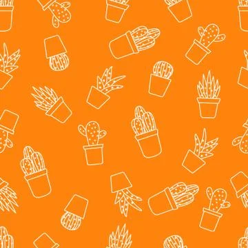 Vector seamless pattern with cactus and succulents イラスト素材