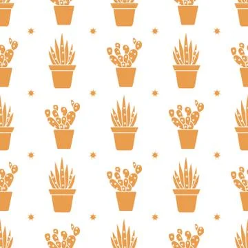 Vector seamless pattern with cactus and succulents Stockillustratie