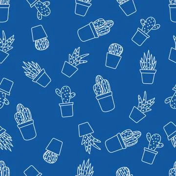 Vector seamless pattern with cactus and succulents イラスト素材