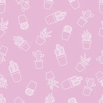 Vector seamless pattern with cactus and succulents イラスト素材
