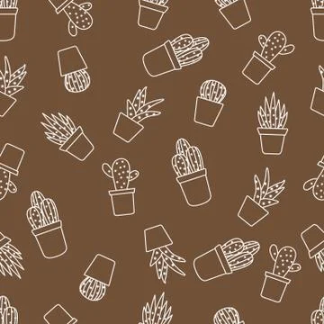 Vector seamless pattern with cactus and succulents イラスト素材
