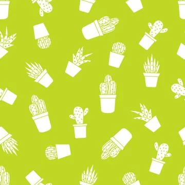 Vector seamless pattern with cactus and succulents イラスト素材