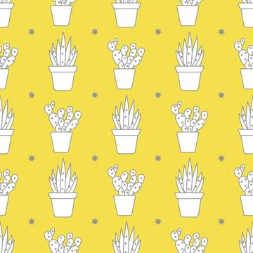 Vector seamless pattern with cactus and succulents イラスト素材