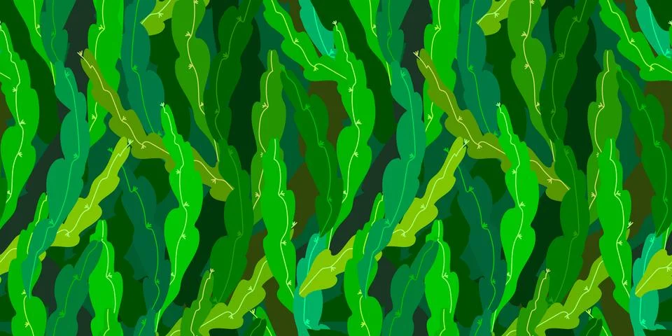 Vector seamless pattern with cactus leaves, repeatable minimalistic backgroun イラスト素材