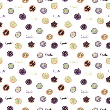 Vector seamless pattern with cactus top view. Background in cartoon flat style Stock Illustration