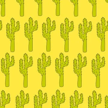 Vector seamless pattern with cactuses - design print, poster, card, textile Illustrazione stock