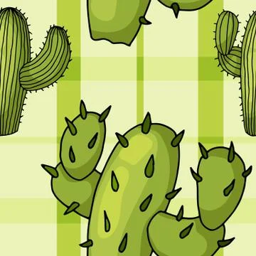 Vector seamless pattern with cactuses. Trendy tropical design for baby textile 스톡 일러스트