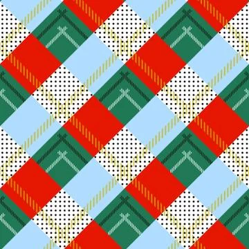 Vector seamless pattern Caledonia Scottish tartan, black, white, blue yellow Stock Illustration