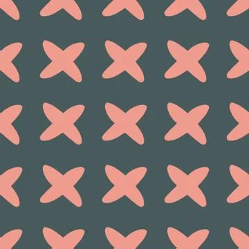 Vector seamless pattern with calligraphic brush stroke cross. Illustrazione stock