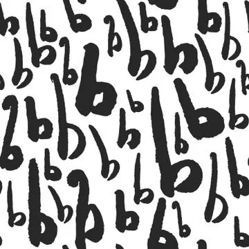 Vector Seamless Pattern with Calligraphy Letters B Stock Illustration