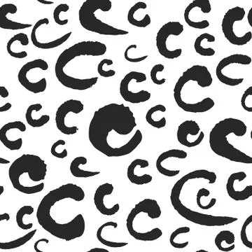 Vector Seamless Pattern with Calligraphy Letters C Stock Illustration