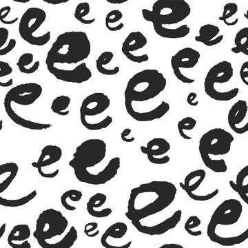 Vector Seamless Pattern with Calligraphy Letters E Stock Illustration