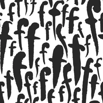 Vector Seamless Pattern with Calligraphy Letters F Stock Illustration