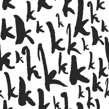 Vector Seamless Pattern with Calligraphy Letters K Stock Illustration