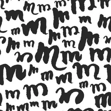 Vector Seamless Pattern with Calligraphy Letters M Stock Illustration