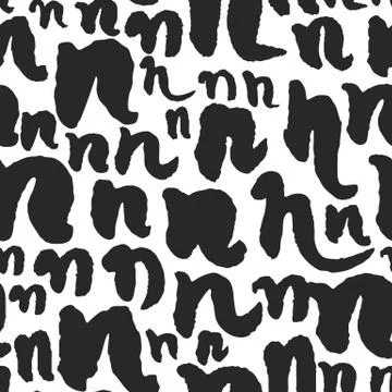 Vector Seamless Pattern with Calligraphy Letters N イラスト素材