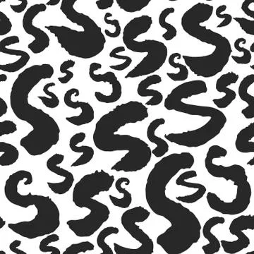 Vector Seamless Pattern with Calligraphy Letters S Stock Illustration
