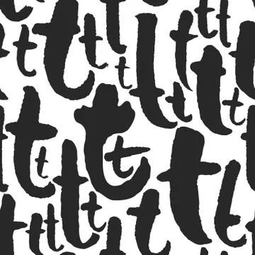 Vector Seamless Pattern with Calligraphy Letters T Illustrazione stock
