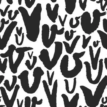 Vector Seamless Pattern with Calligraphy Letters V Stock Illustration