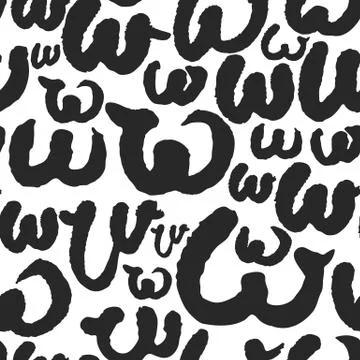 Vector Seamless Pattern with Calligraphy Letters W イラスト素材