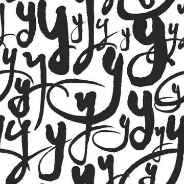 Vector Seamless Pattern with Calligraphy Letters Y Stock Illustration