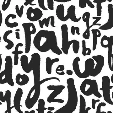 Vector Seamless Pattern with Calligraphy Letters from A to Z Stock Illustration