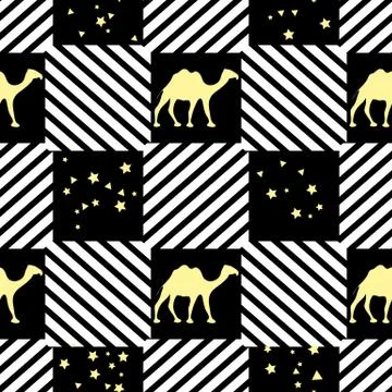 Vector Seamless Pattern Camel Green nature 스톡 일러스트