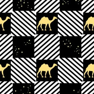 Vector Seamless Pattern Camel Green nature Stock Illustration