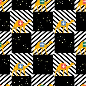 Vector Seamless Pattern Camel Green nature 스톡 일러스트