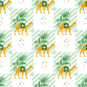 Vector Seamless Pattern Camel plant Green nature Illustrazione stock