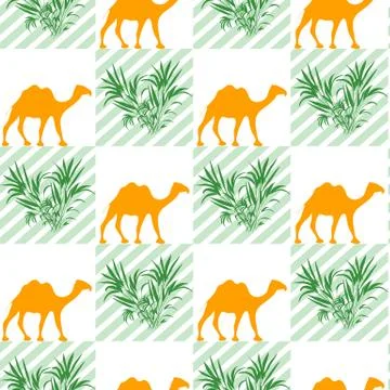 Vector Seamless Pattern Camel plant Green nature Illustrazione stock