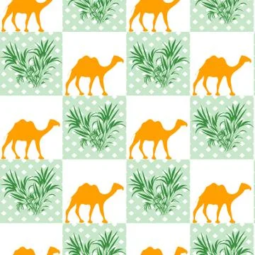 Vector Seamless Pattern Camel plant Green nature Stock Illustration