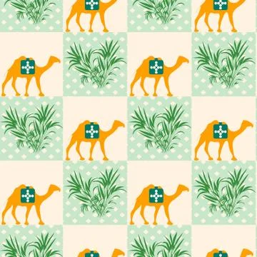 Vector Seamless Pattern Camel plant Green nature Illustrazione stock