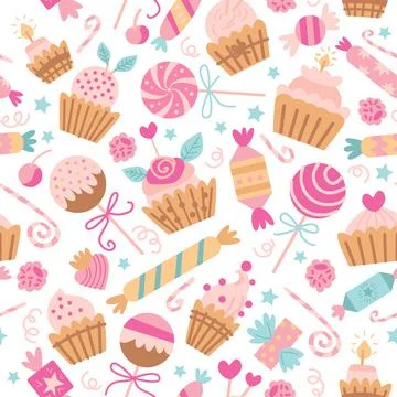 Vector seamless pattern with candies. Sweet candy Stock Illustration