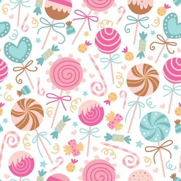 Vector seamless pattern with candies. Sweet candy Stock Illustration