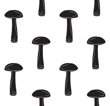 Vector seamless pattern of cap boletus mushroom Stock Illustration