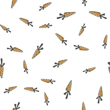 Vector seamless pattern with carrot. Hand drawn vegetable on white background Stock Illustration
