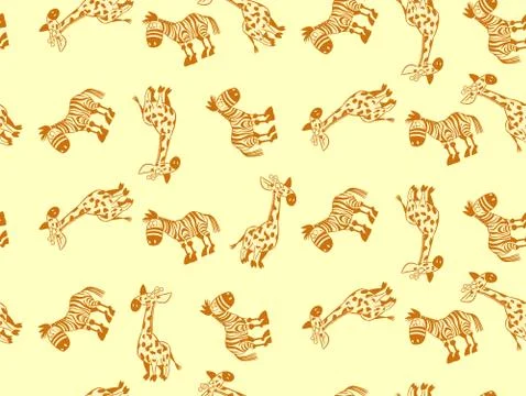 Vector seamless pattern with cartoon animals Stockillustratie