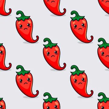 Vector Seamless Pattern with Cartoon Cute and Funny Scares Red Hot Chili Peppers Stock Illustration