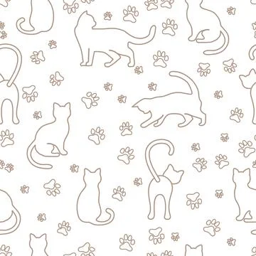 Vector seamless Pattern Cat Animal Pet Kitty Illustrazione stock