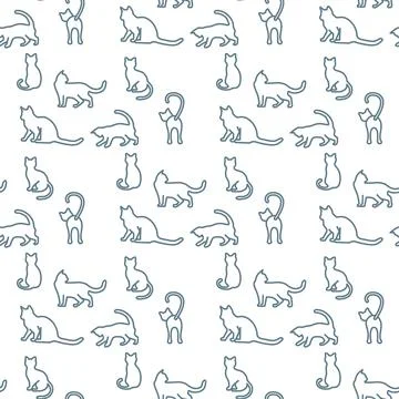 Vector seamless Pattern Cat Animal Pet Kitty Stock Illustration